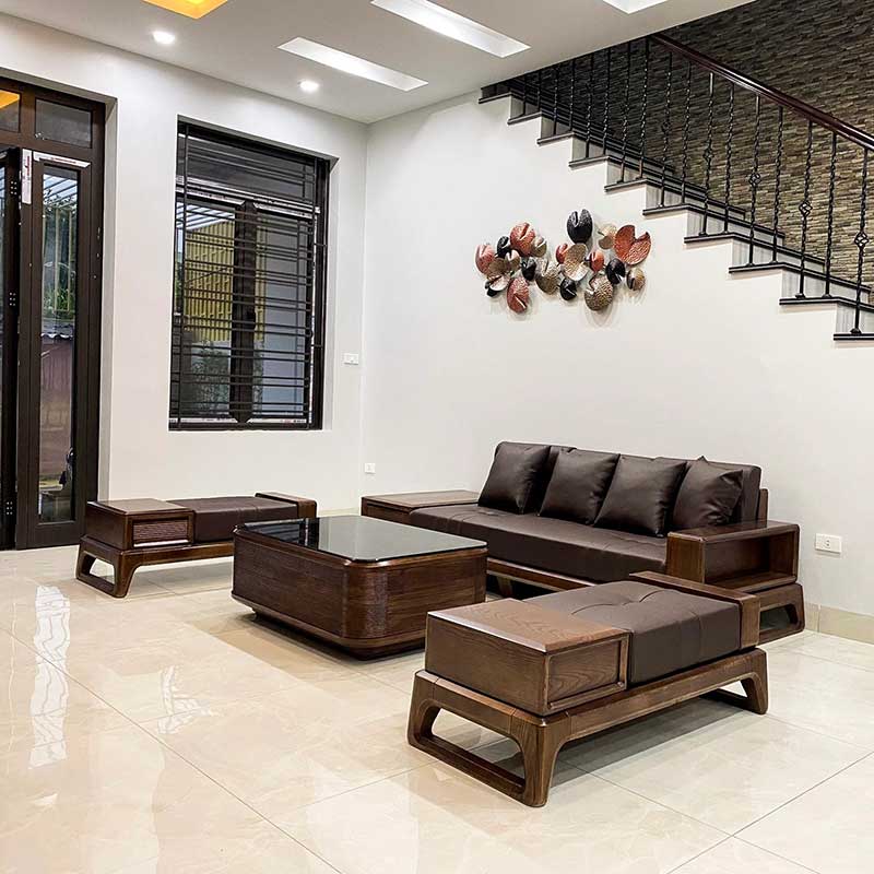 Sofa gỗ óc chó sang trọng cho phòng khách SF090