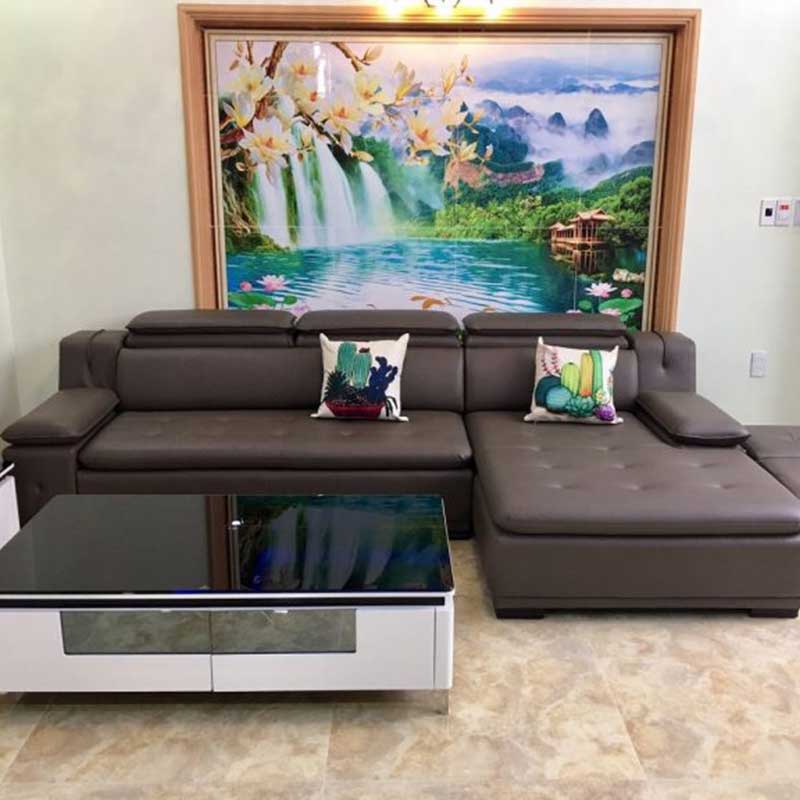 Sofa góc da cao cấp khung gỗ Sồi màu tuỳ chọn SF643