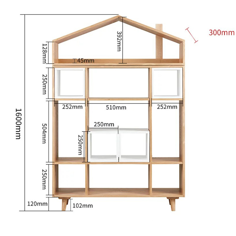 Giá sách gỗ trang trí đẹp hình mái nhà TS093