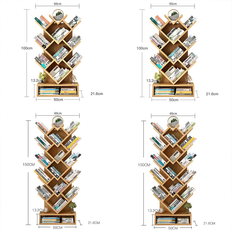 Kệ sách gỗ công nghiệp 5 tầng thiết kế hình xương cá TS083