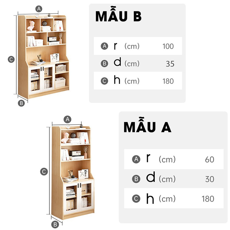 Kệ sách gỗ MDF thiết kế chắc chắn đa năng TS098