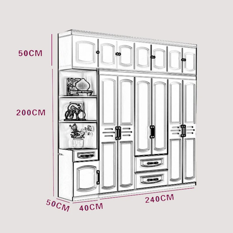 Hệ tủ quần áo phong cách cổ điển gỗ MDF phủ sơn trắng TQ454