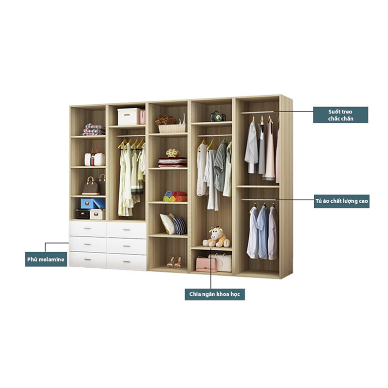 Tủ đựng quần áo 2 suốt tiện lợi, bền đẹp TQ693