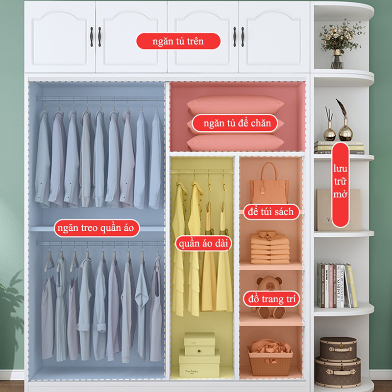 Tủ quần áo cánh lùa kịch trần phong cách cổ điển TQ450