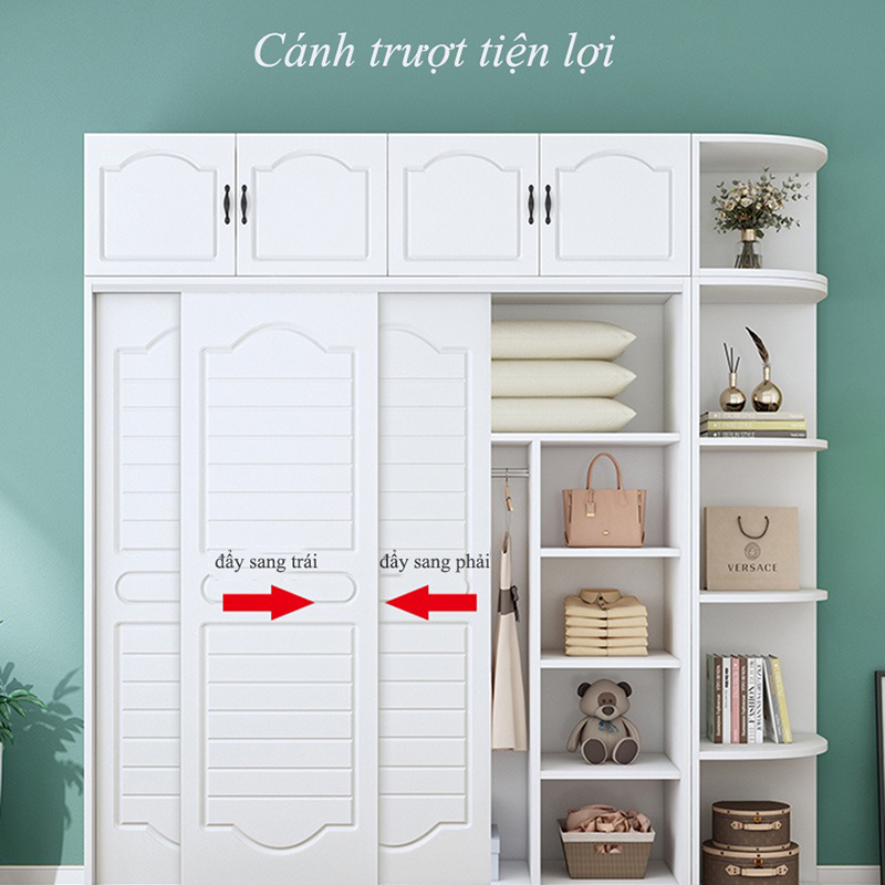 Tủ quần áo cánh lùa kịch trần phong cách cổ điển TQ450