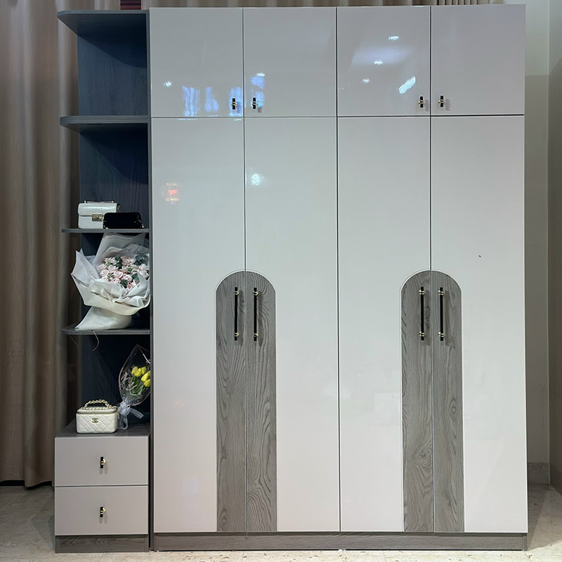 Tủ quần áo gỗ công nghiệp 4 cánh có kệ trang trí TQ681