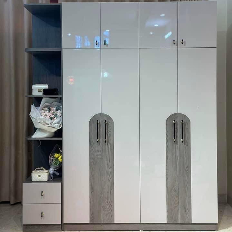 Tủ quần áo gỗ công nghiệp MDF phủ sơn 4 cánh TQ682