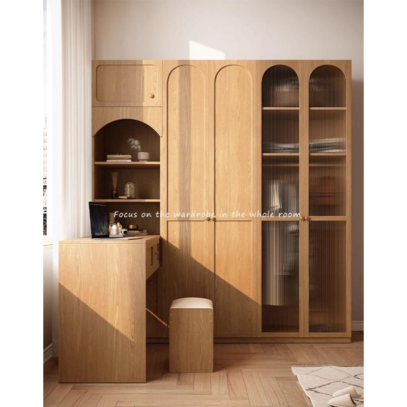 Tủ quần áo gỗ gia đình cánh kính liền bàn đa năng TQ673