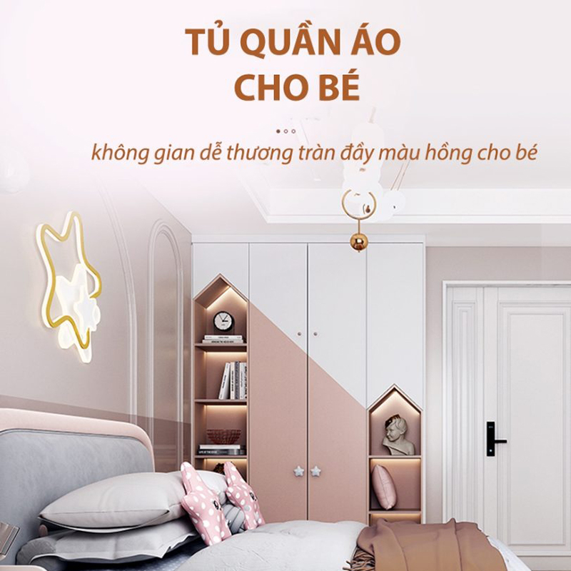 Tủ quần áo phòng ngủ cho bé phong cách Hàn Quốc TQ451