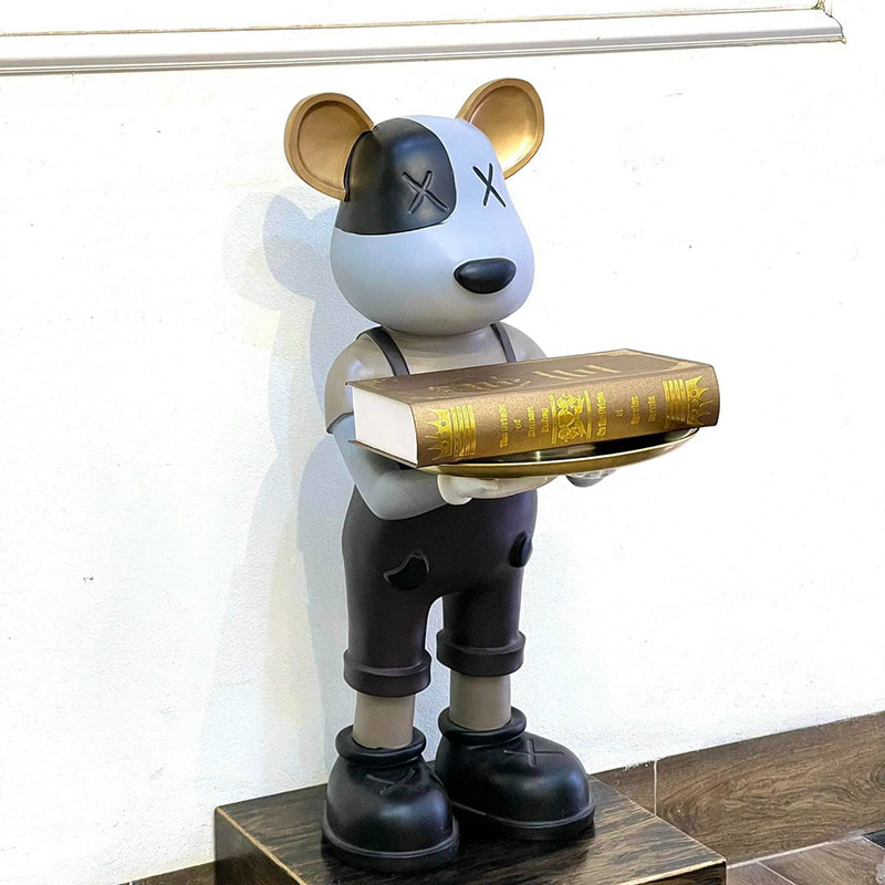 Tượng khay để đồ hình gấu BEARBRICK trang trí phòng khách TU033