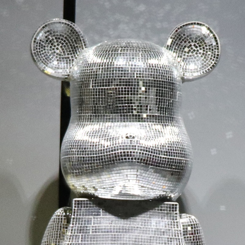 Tượng mô hình gấu Bearbrick Bling màu Bạc TU021