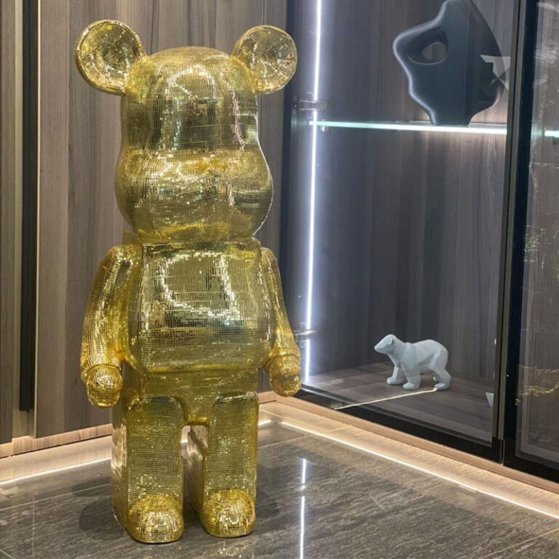 Tượng trang trí mô hình gấu Bearbrick Bling màu Vàng TU022