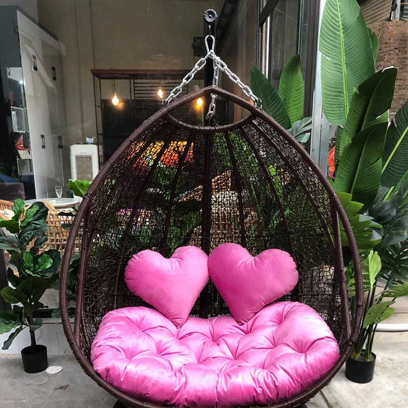 Ghế xích đu đôi đan rối mây nhựa mẫu mới XD698