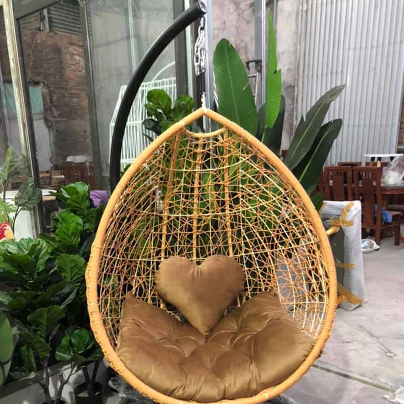 Ghế xích đu đơn đan rối mây nhựa cao cấp XD682