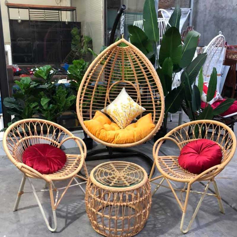 Ghế xích đu đơn song mây sân vườn XD667