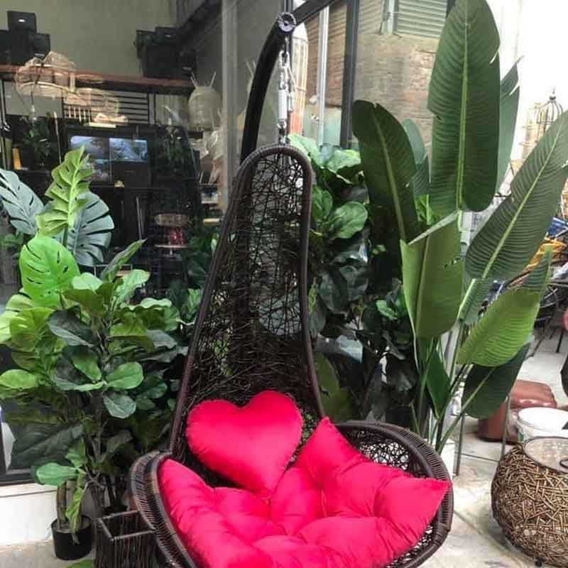 Xích đu đơn con gà khung sắt cuốn mây nhựa cao cấp XD926