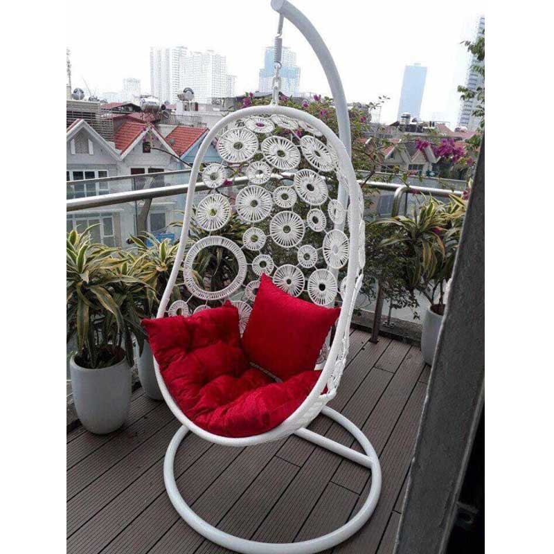 Xích đu đơn đan hoa mai trang trí sân vườn nhiều màu XD168