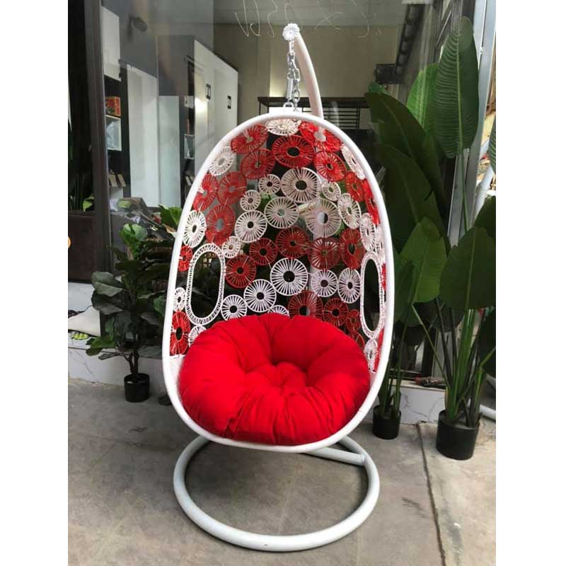 Xích đu đơn đan hoa mai trang trí sân vườn nhiều màu XD168