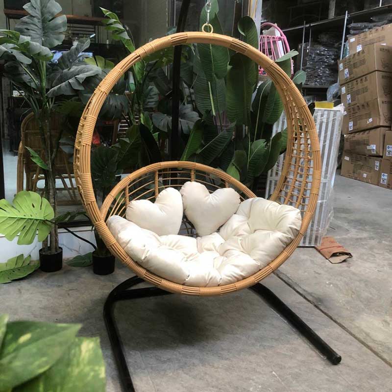 Xích đu mây nhựa ngoài trời bo cạp đẹp cao cấp XD102
