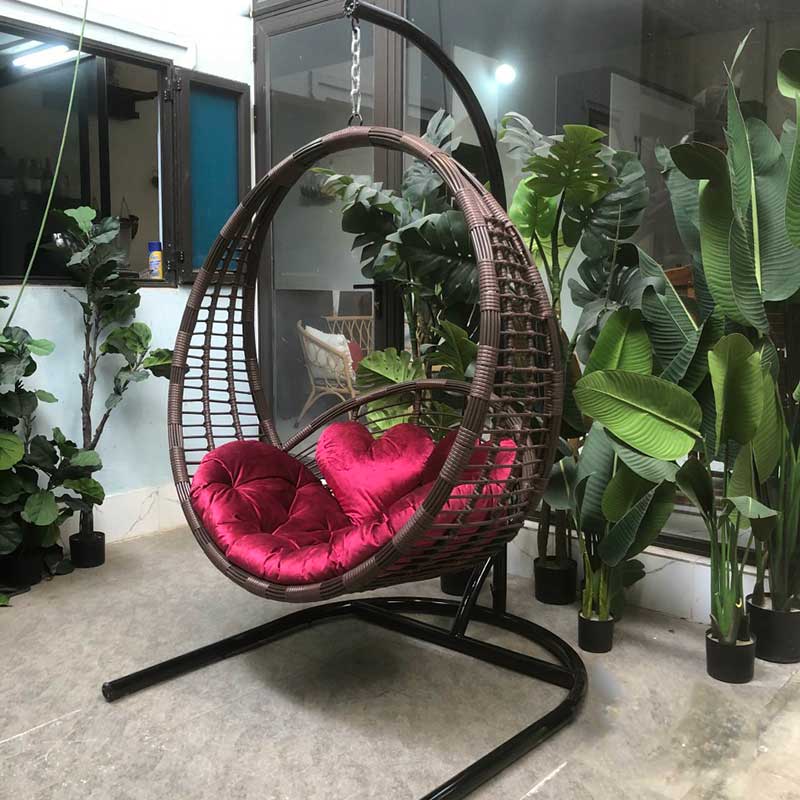 Xích đu mây nhựa ngoài trời bo cạp đẹp cao cấp XD102