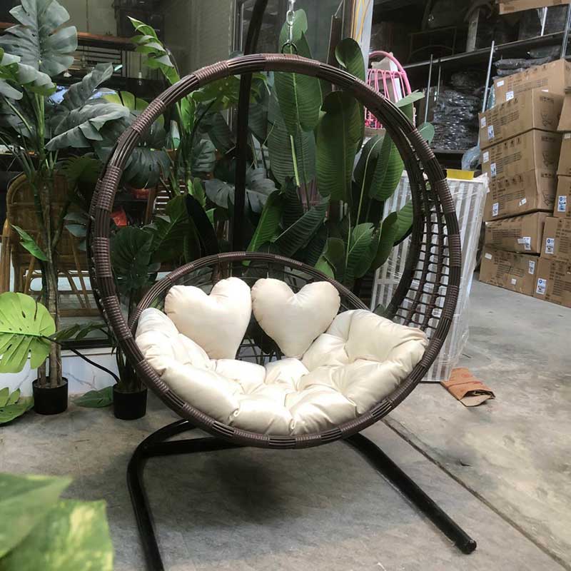 Xích đu mây nhựa ngoài trời bo cạp đẹp cao cấp XD102