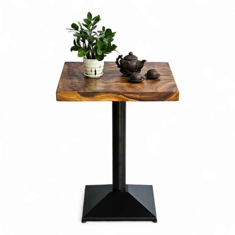 Bàn cafe vuông D60cm gỗ me tây dày 5cm chân sắt GC687