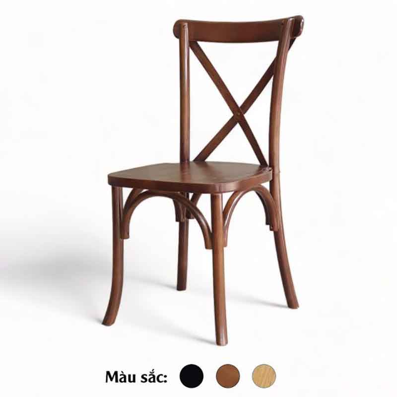 Ghế Bistro Crossback mặt gỗ cao su phong cách cổ điển GA647