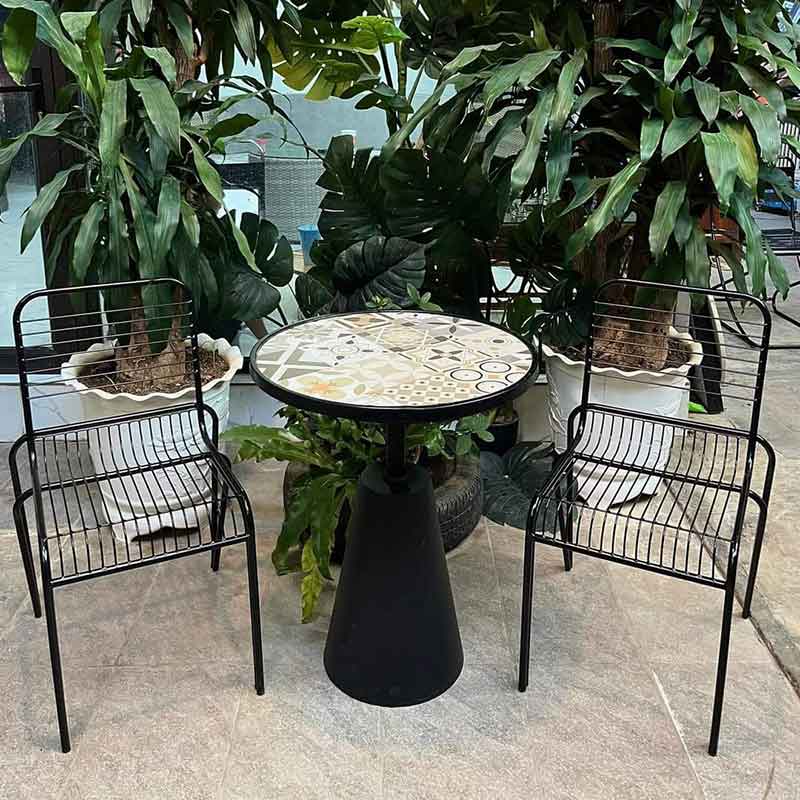 Bộ bàn 2 ghế sắt ngoài trời nhỏ gọn ngồi cafe thường trà GC847