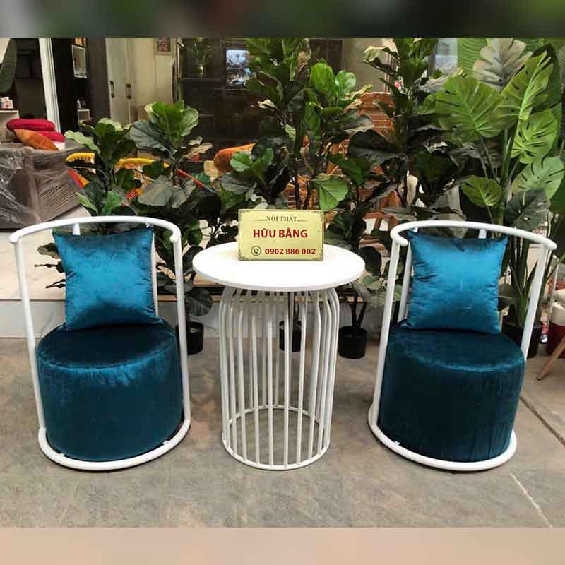 Bộ bàn ghế cafe sắt decor nghệ thuật dáng tròn GC594