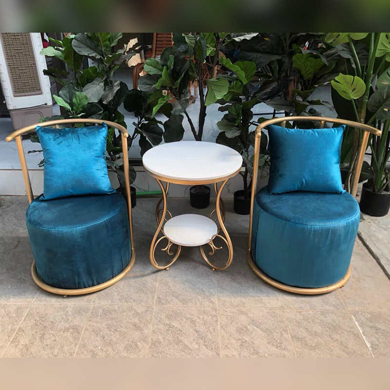 Bộ bàn ghế sắt decor dáng tròn nghệ thuật GC592