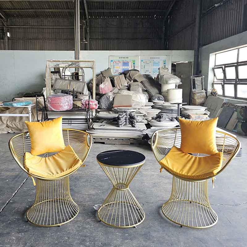 Bàn ghế sắt decor trang trí showroom, spa, tiệm nail GC710