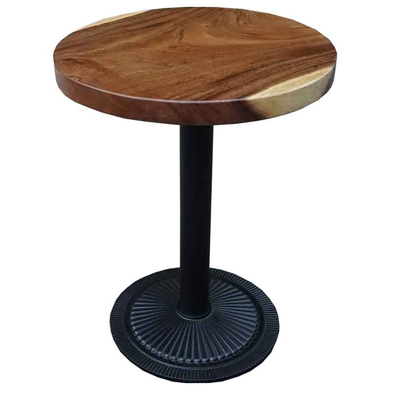 Bàn cafe tròn gỗ Me Tây Nguyên Tấm vân đẹp chân gang đúc GC613