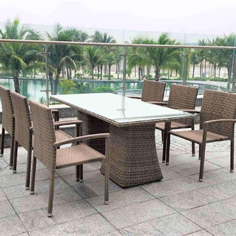 Bàn ghế mây nhựa cho không gian nhà hàng BM203