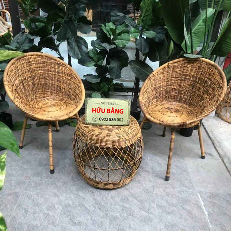 Bộ bàn ghế mây nhựa cafe 2 ghế 1 bàn BM296