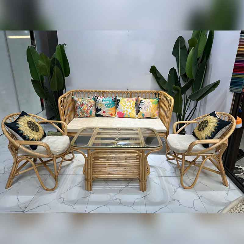 Bộ bàn ghế sofa phòng khách mây thật kèm nệm BM912