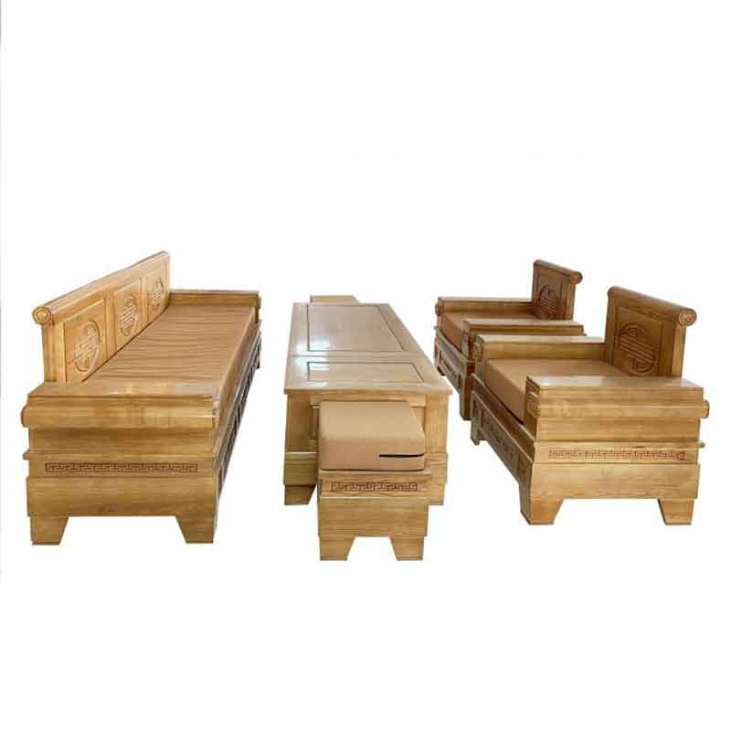 Bộ sofa pháo đối gỗ Sồi màu hương sáng BK023