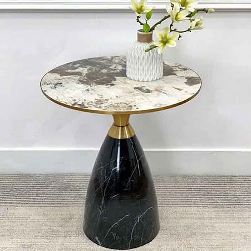 Bàn góc tab đá nguyên khối, chân inox mạ vàng sang trọng BC274