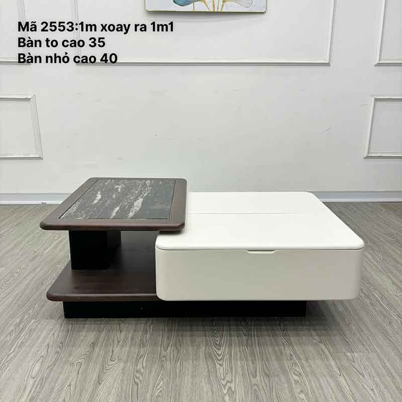 Bàn trà đôi phòng khách thiết kế xoay độc đáo BT667