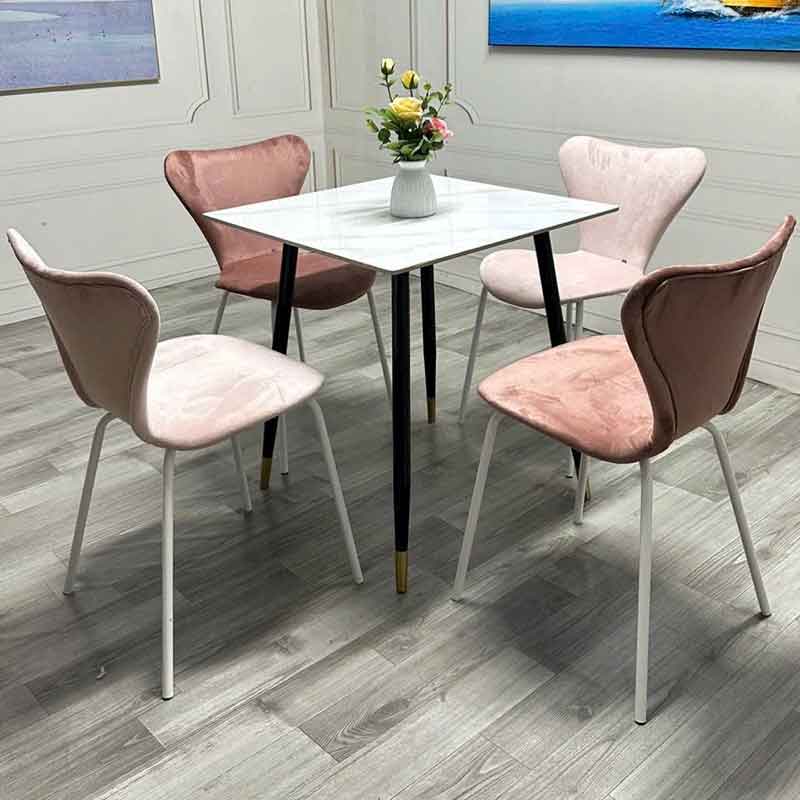 Bộ bàn ghế ăn Thiên Nga bọc nhung siêu sang chảnh với bàn mặt đá ceramic sẵn đủ màu BA988
