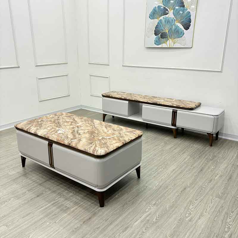 Combo bàn trà kệ tivi với thiết kế tinh tế, đường nét thanh thoát CT242