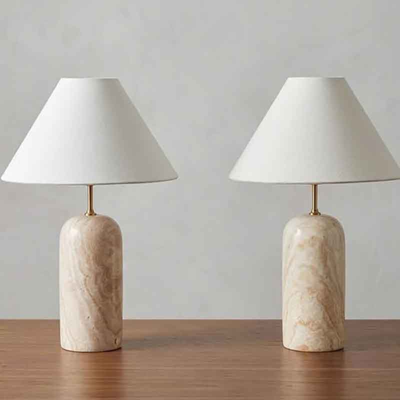 Đèn ngủ đặt bàn đá vân gỗ tự nhiên nguyên khối sang trọng DN279