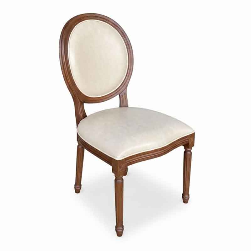 Ghế Louis không tay gỗ cao su bọc da GA128