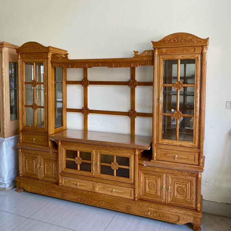 Kệ tủ tivi phòng khách 2 tầng có tủ rượu KT391