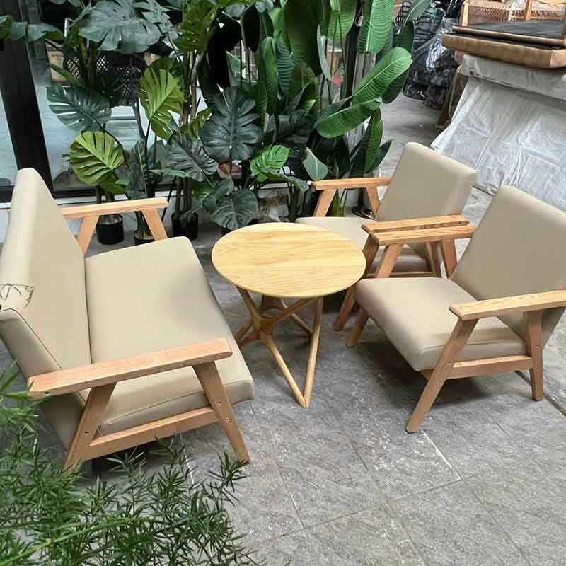 Bộ sofa cafe chân dẹp, bàn chân sao gỗ SF634