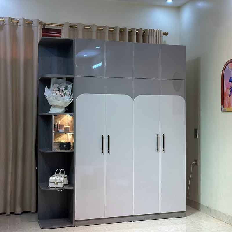 Tủ quần áo gỗ công nghiệp MDF phủ sơn 4 cánh TQ682