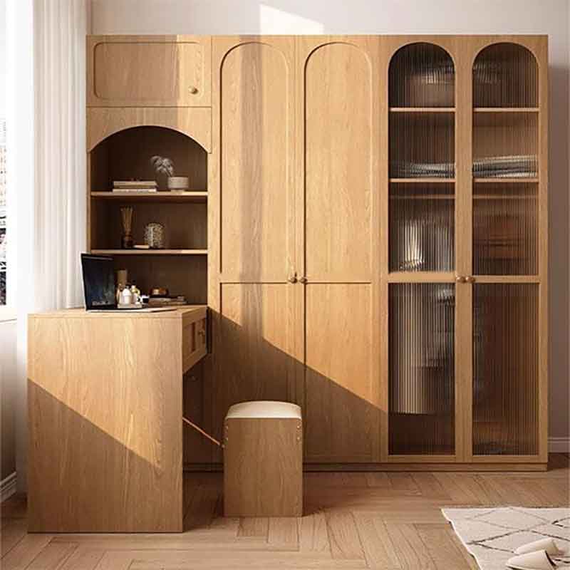 Tủ quần áo gỗ gia đình cánh kính liền bàn đa năng TQ673