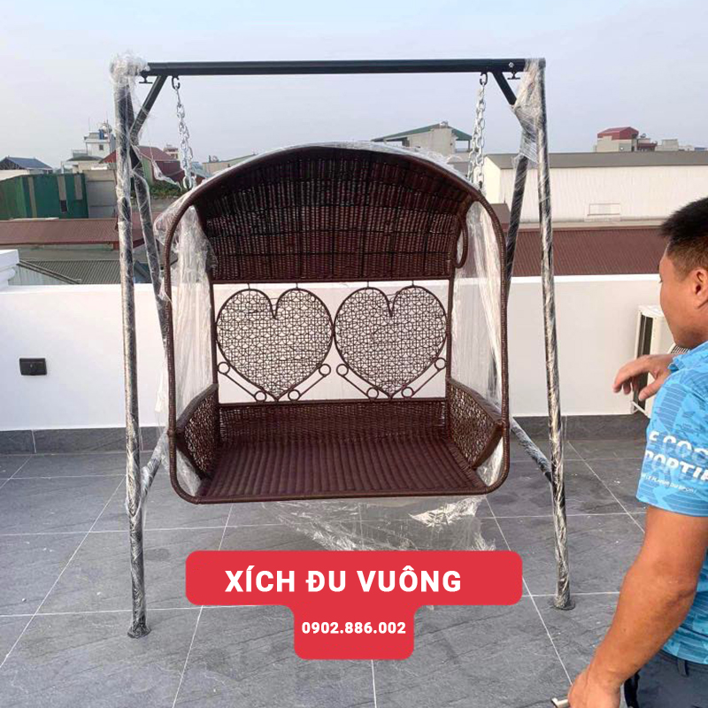 Ghế xích đu đôi vuông cho sân vườn ngoài trời XD202