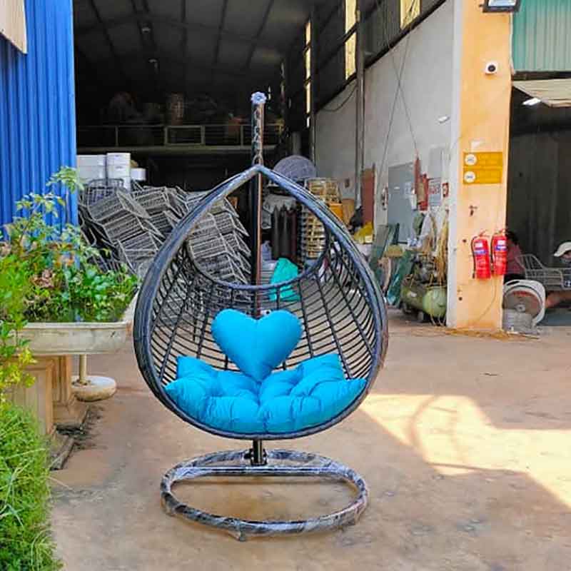 Xích đu võng đệm mây nhựa giỏ treo hình giọt nước HXD673